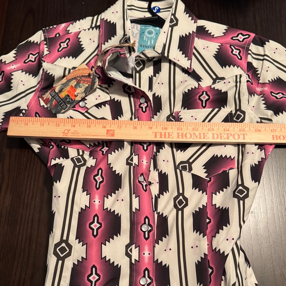 Pink and Black Geometric Patterned Shirt Dress - Picture 8 of 8
